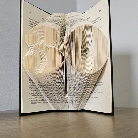 Folded Book Art. 30th Birthday. Recycled Book Gift.