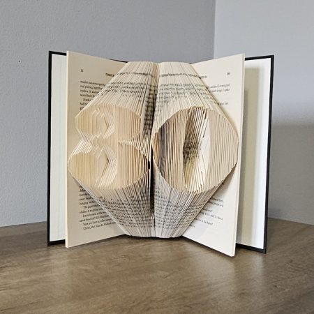 Folded Book Art. 30th Birthday. Recycled Book Gift.