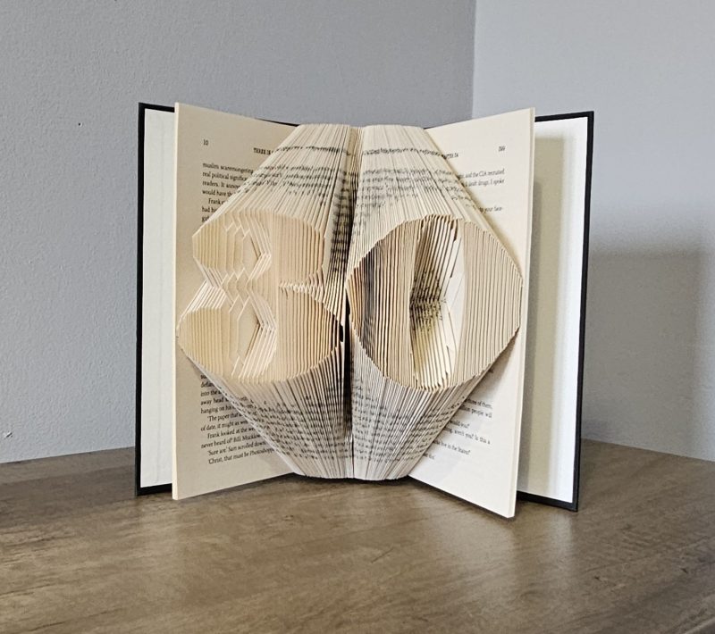 Folded Book Art. 30th Birthday. Recycled Book Gift.