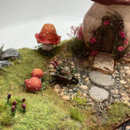 Toadstool Cottage Antique Jar Bookshelf Decor Booknook with Hidden Leather Notebook