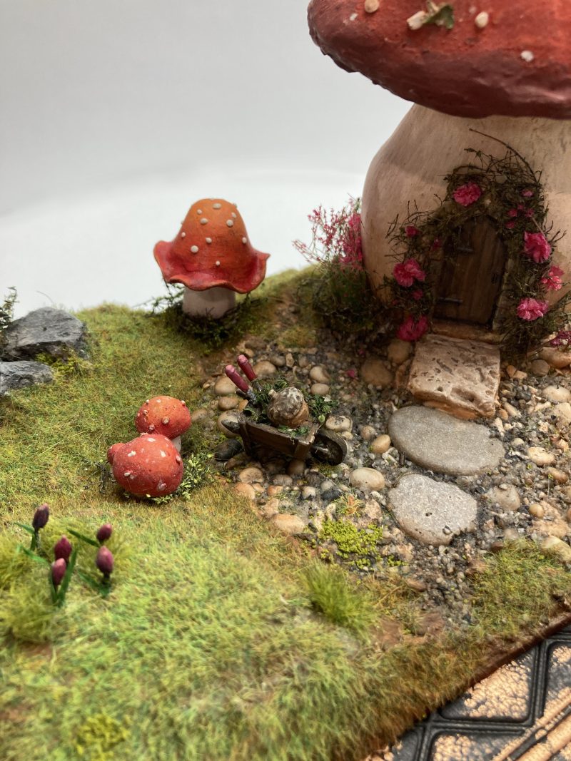 Toadstool Cottage Antique Jar Bookshelf Decor Booknook with Hidden Leather Notebook