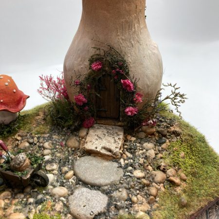 Toadstool Cottage Antique Jar Bookshelf Decor Booknook with Hidden Leather Notebook