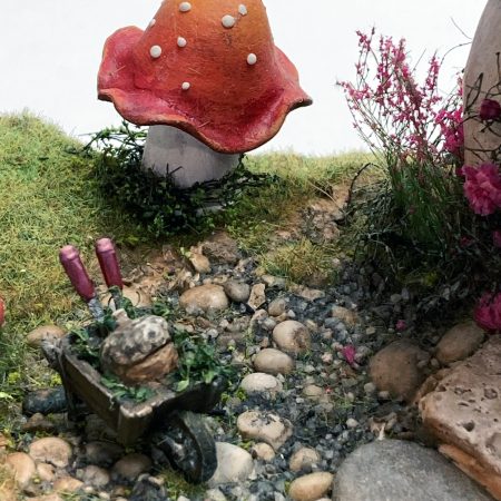 Toadstool Cottage Antique Jar Bookshelf Decor Booknook with Hidden Leather Notebook