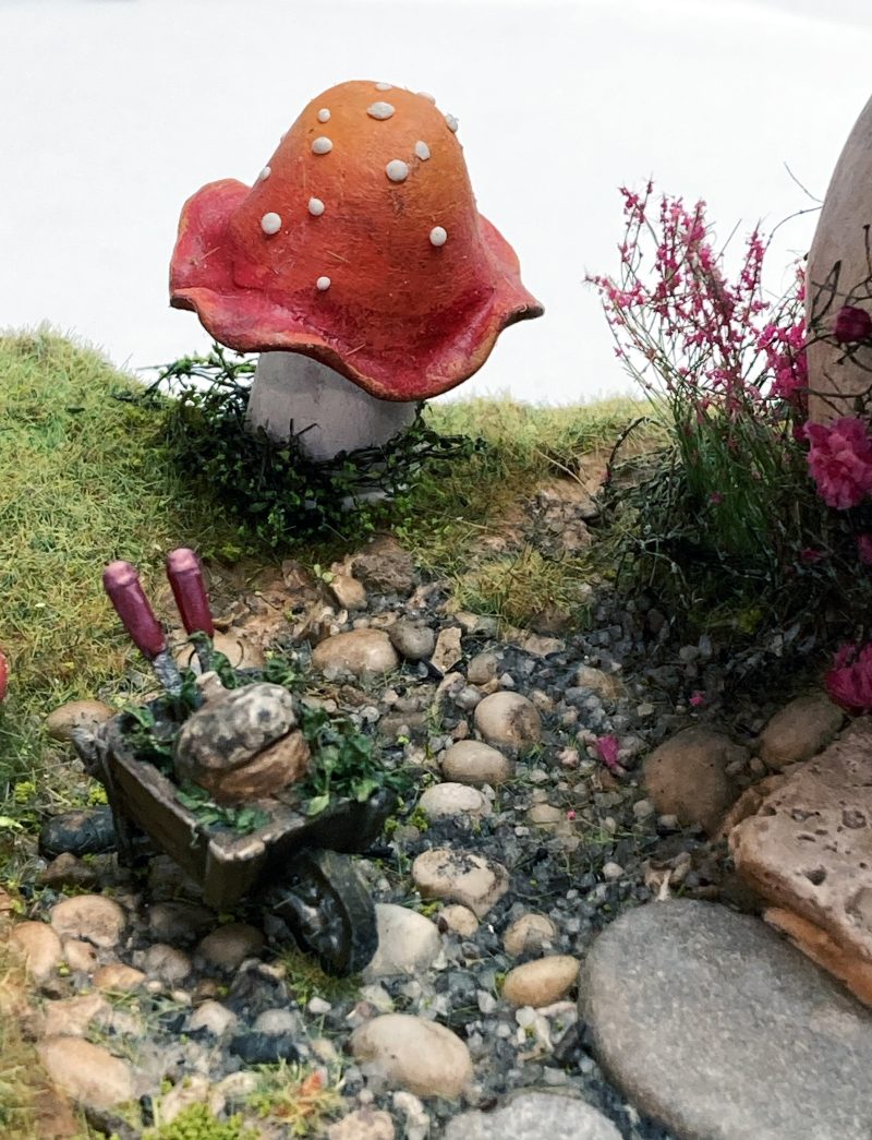 Toadstool Cottage Antique Jar Bookshelf Decor Booknook with Hidden Leather Notebook