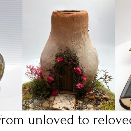 Toadstool Cottage Antique Jar Bookshelf Decor Booknook with Hidden Leather Notebook