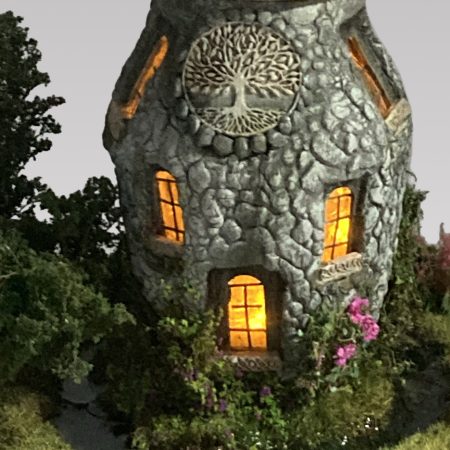 The Enchanted Tower Book Nook/Handmade Fantasy Fairy House with Rechargeable LED Lights