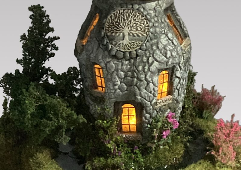 The Enchanted Tower Book Nook/Handmade Fantasy Fairy House with Rechargeable LED Lights