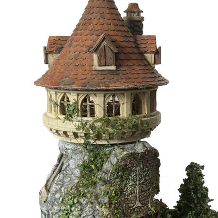 The Enchanted Tower Book Nook/Handmade Fantasy Fairy House with Rechargeable LED Lights