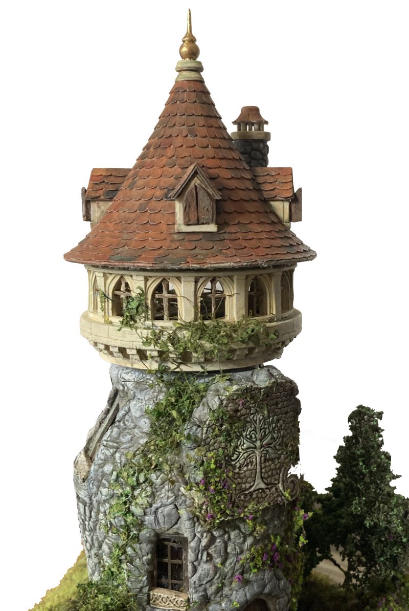 The Enchanted Tower Book Nook/Handmade Fantasy Fairy House with Rechargeable LED Lights