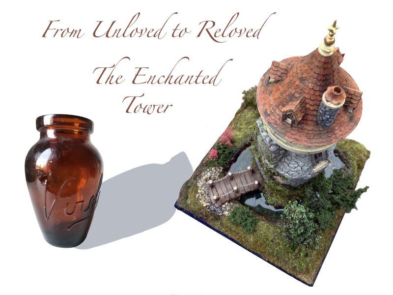 The Enchanted Tower Book Nook/Handmade Fantasy Fairy House with Rechargeable LED Lights