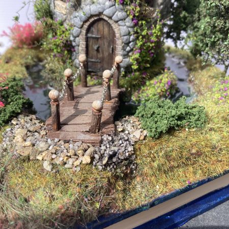 The Enchanted Tower Book Nook/Handmade Fantasy Fairy House with Rechargeable LED Lights