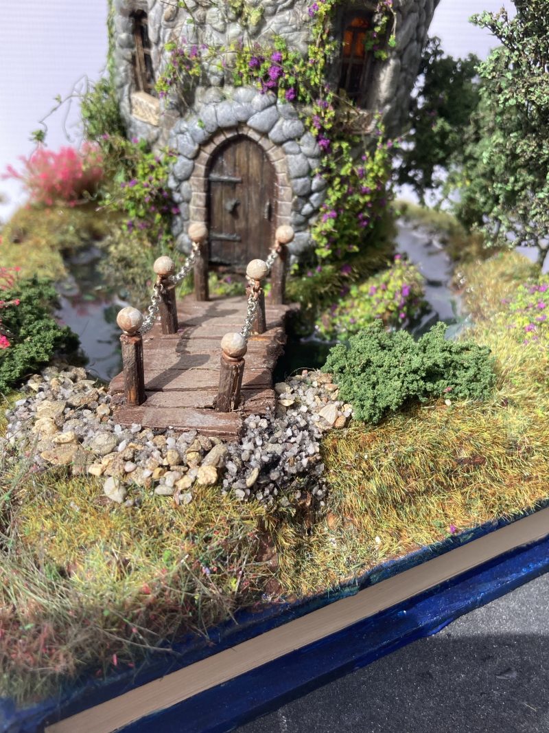 The Enchanted Tower Book Nook/Handmade Fantasy Fairy House with Rechargeable LED Lights