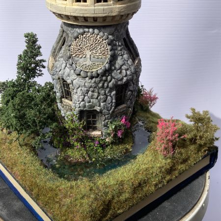 The Enchanted Tower Book Nook/Handmade Fantasy Fairy House with Rechargeable LED Lights