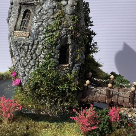 The Enchanted Tower Book Nook/Handmade Fantasy Fairy House with Rechargeable LED Lights