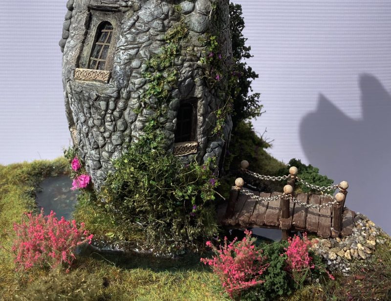 The Enchanted Tower Book Nook/Handmade Fantasy Fairy House with Rechargeable LED Lights