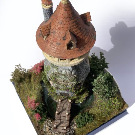 The Enchanted Tower Book Nook/Handmade Fantasy Fairy House with Rechargeable LED Lights