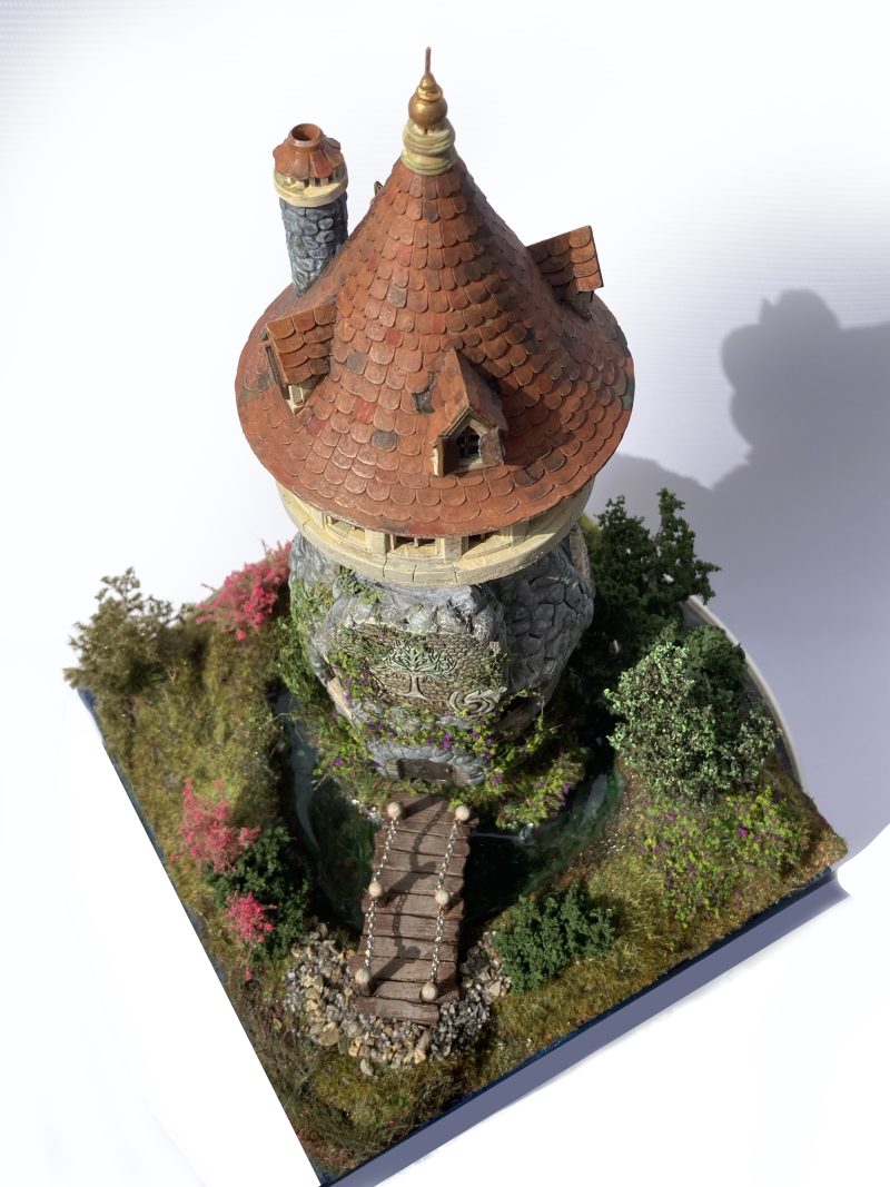 The Enchanted Tower Book Nook/Handmade Fantasy Fairy House with Rechargeable LED Lights
