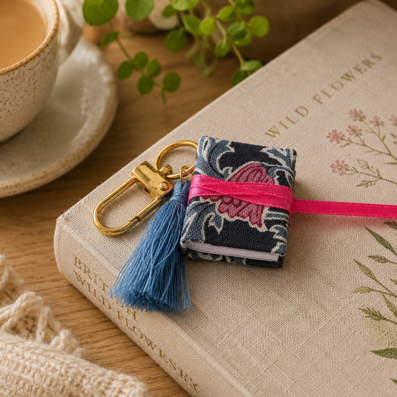 Handmade Miniature Book Keyring - William Morris
