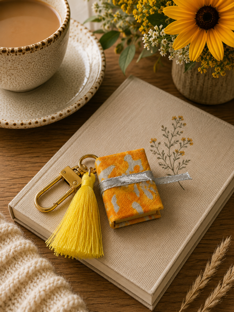 Handmade Miniature Book Keyring – Sunshine Themes