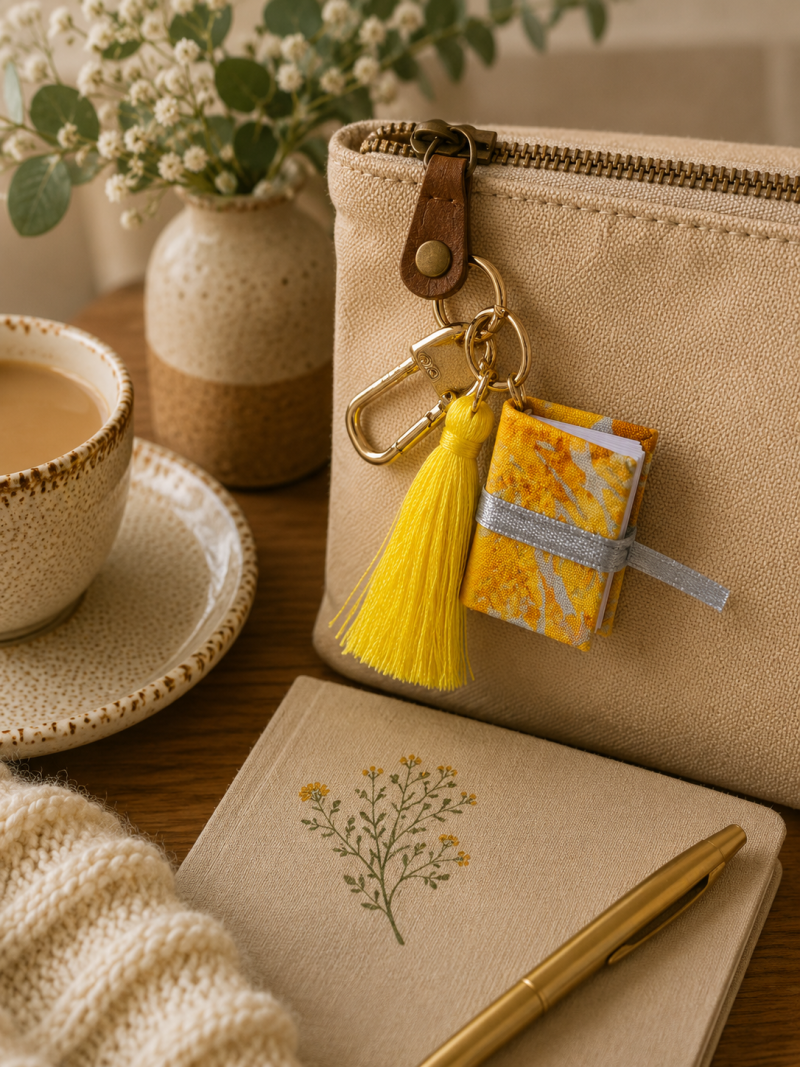 Handmade Miniature Book Keyring – Sunshine Themes