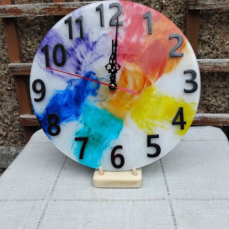 Resin Wall Clock, Rainbow Style