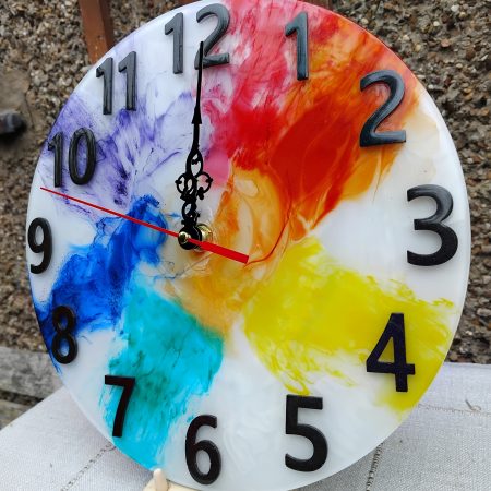 Resin Wall Clock, Rainbow Style