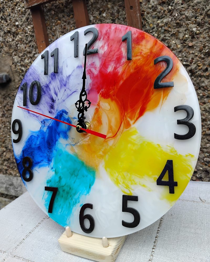 Resin Wall Clock, Rainbow Style