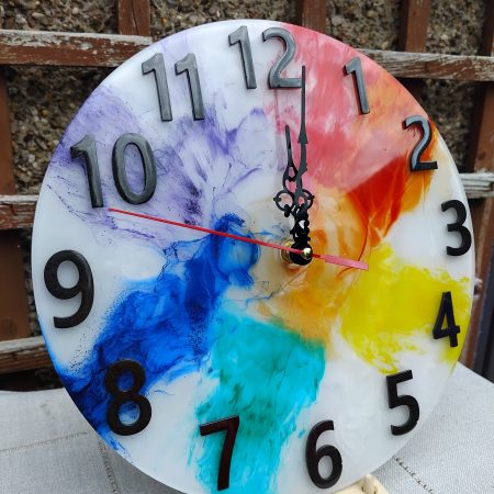 Resin Wall Clock, Rainbow Style