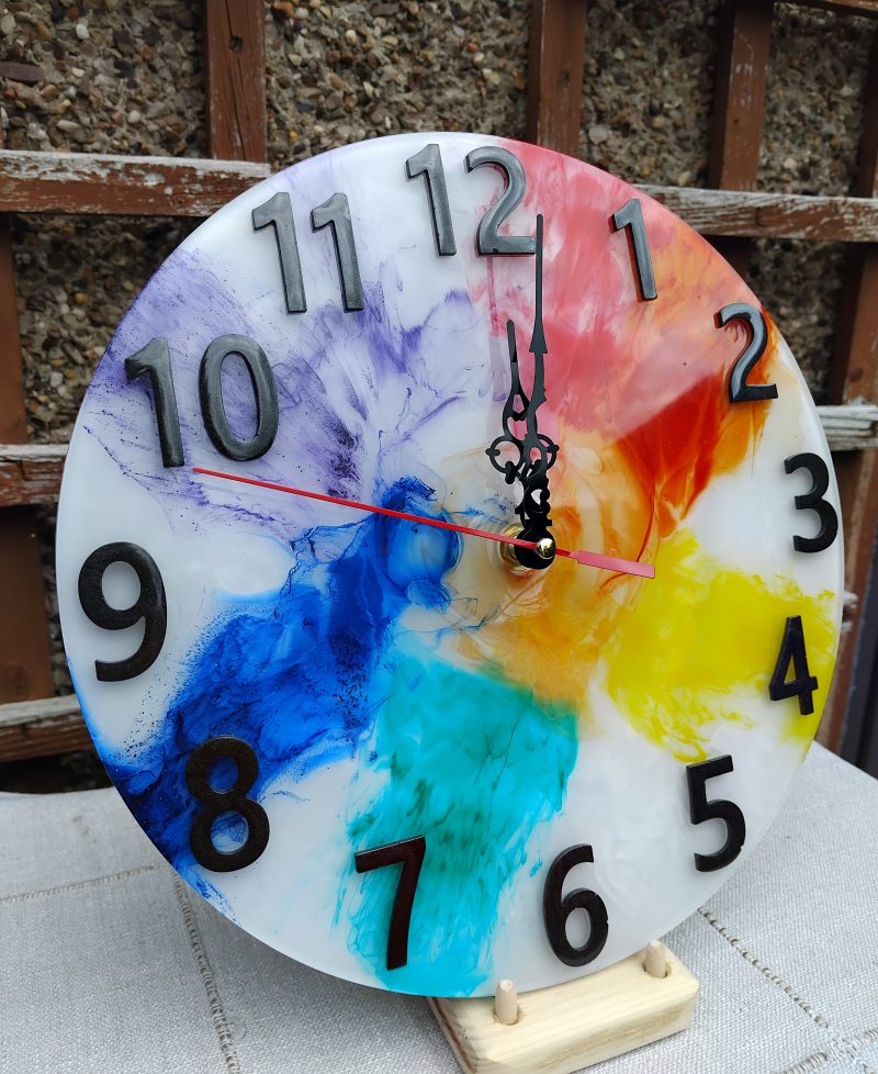 Resin Wall Clock, Rainbow Style