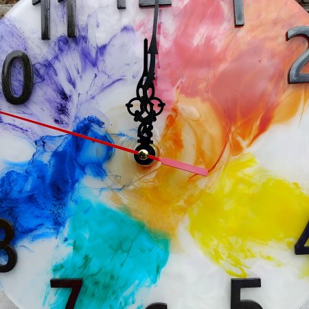 Resin Wall Clock, Rainbow Style