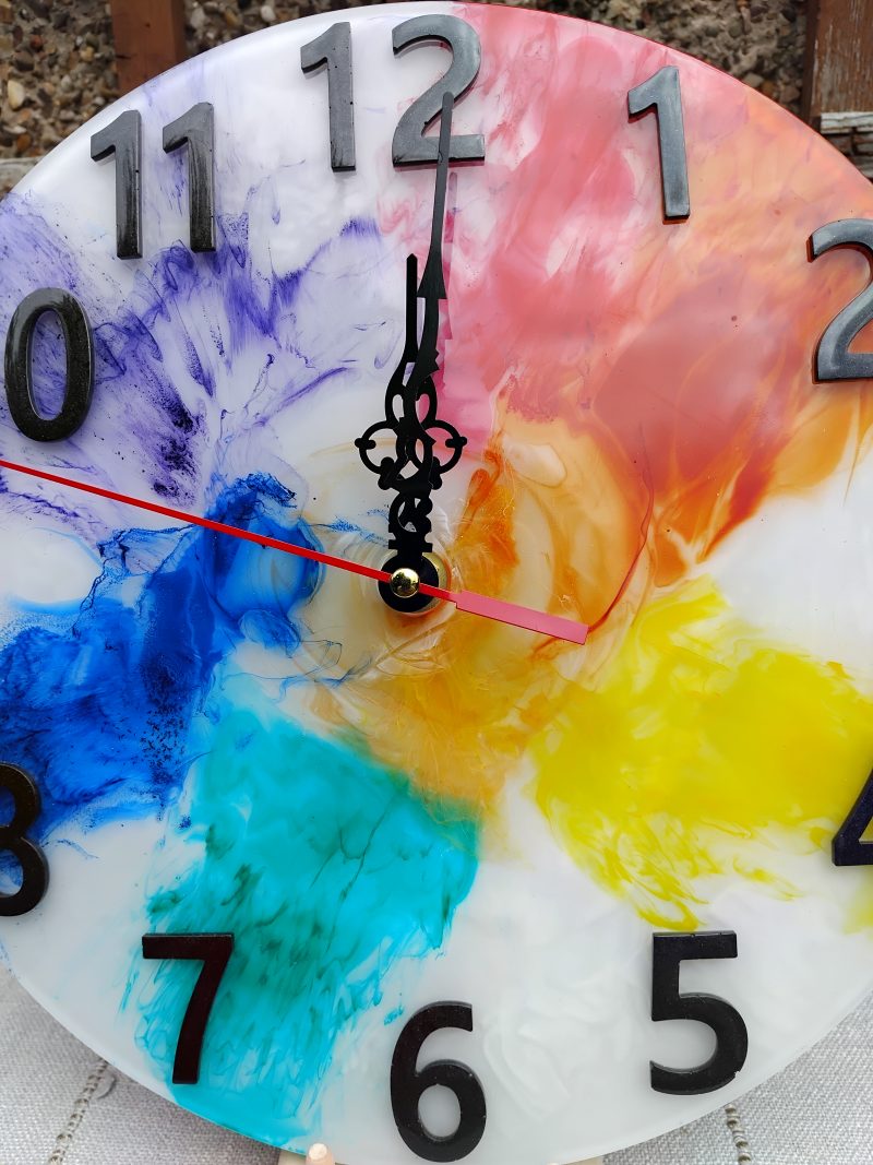 Resin Wall Clock, Rainbow Style
