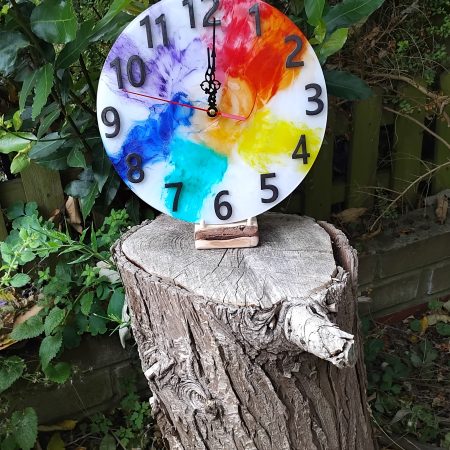 Resin Wall Clock, Rainbow Style