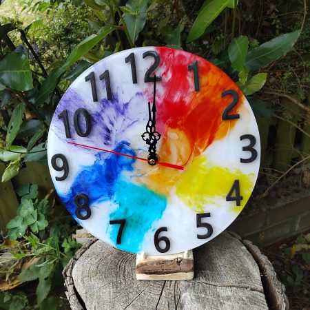 Resin Wall Clock, Rainbow Style