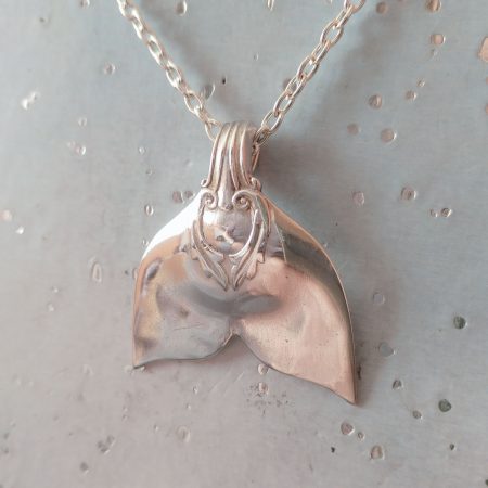 Handcrafted Silver Plated Mermaid /Whale Tail Spoon Pendant Necklace.