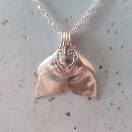 Handcrafted Silver Plated Mermaid /Whale Tail Spoon Pendant Necklace.
