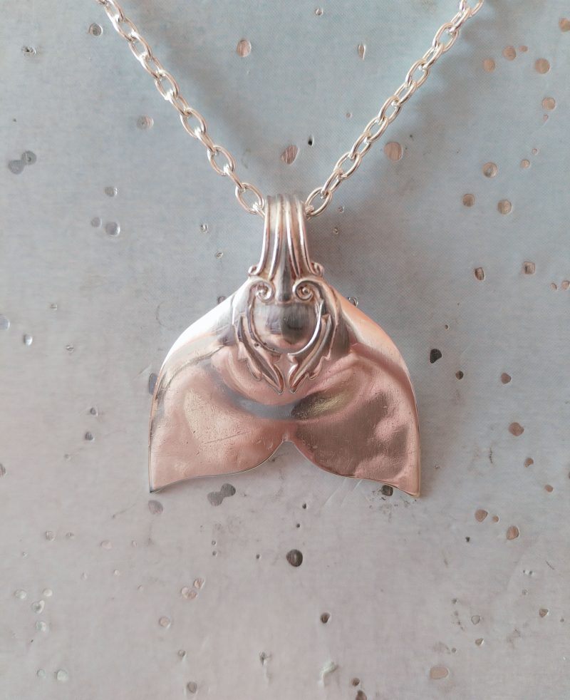 Handcrafted Silver Plated Mermaid /Whale Tail Spoon Pendant Necklace.