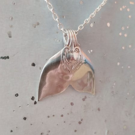 Handcrafted Silver Plated Mermaid /Whale Tail Spoon Pendant Necklace.