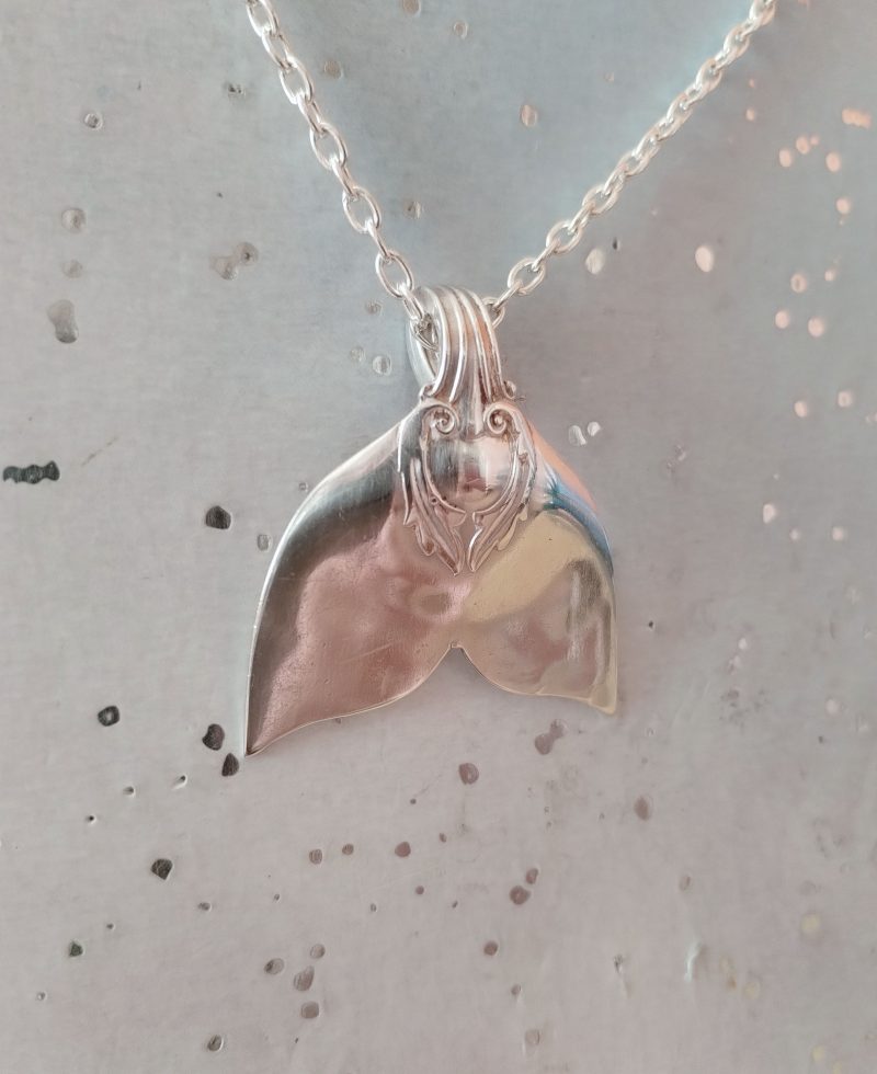Handcrafted Silver Plated Mermaid /Whale Tail Spoon Pendant Necklace.