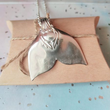 Handcrafted Silver Plated Mermaid /Whale Tail Spoon Pendant Necklace.