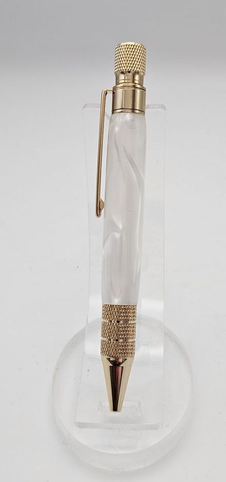 White Pearlescent and gold Wedding Day Pen with Presentation Box