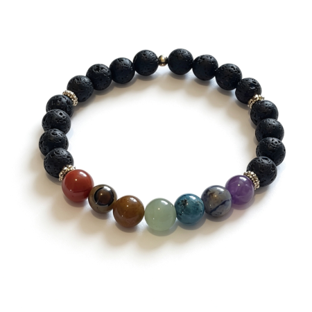 7 Chakra Lava Stone Bracelet | Natural Crystal Balancing & Aromatherapy Diffuser Bracelet