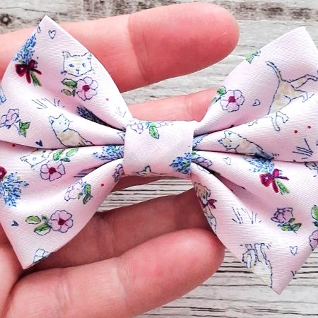 Pink cotton floral hair bow
