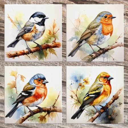 Set Of 4 Ceramic Coasters In Various Designs