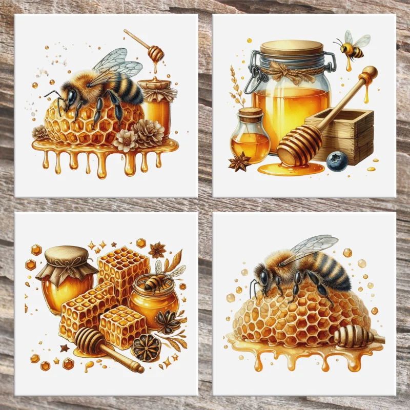 Set Of 4 Ceramic Coasters In Various Designs