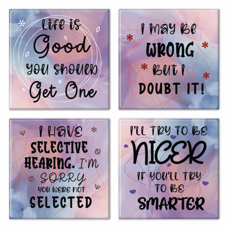 Set Of 4 Ceramic Coasters In Various Designs