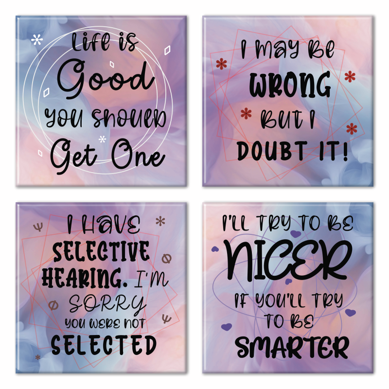Set Of 4 Ceramic Coasters In Various Designs