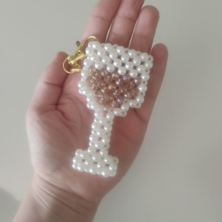 Beaded Champagne Glass Keyring