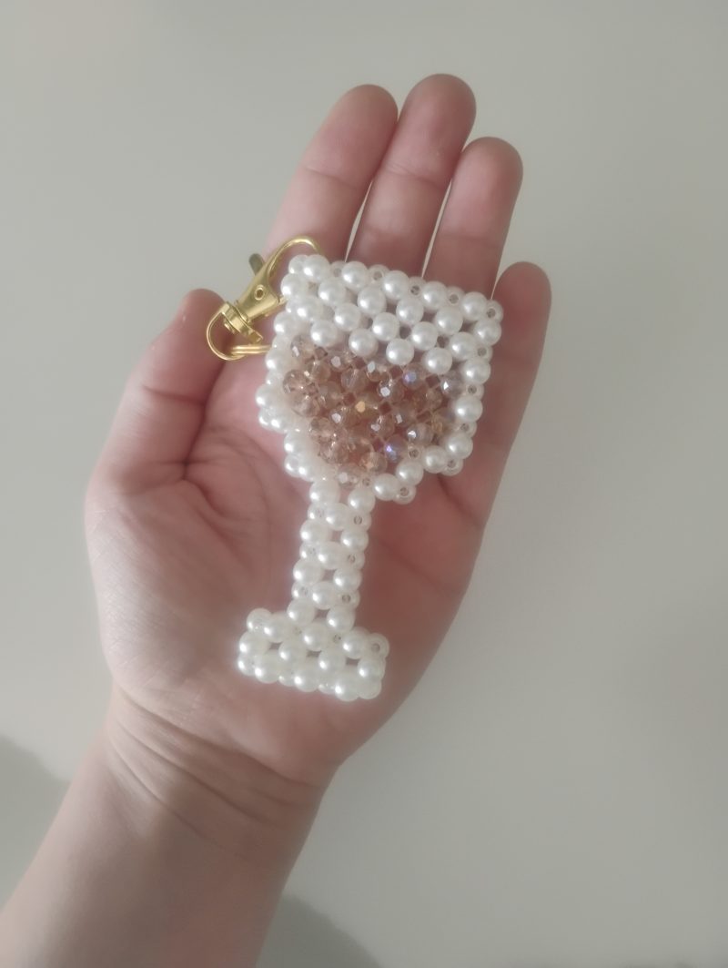 Beaded Champagne Glass Keyring