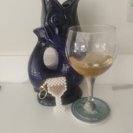 Beaded Champagne Glass Keyring