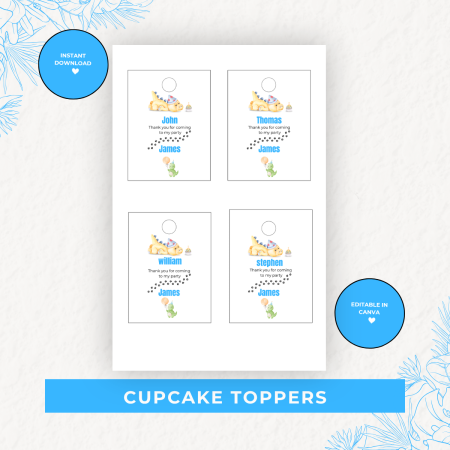 Dinosaur Birthday Party Kit Editable Canva Bundle Instant Download